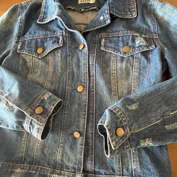 Rehab Denim Jean Jacket Punk Rock Lace Cross On Back Womens Small - Picture 2 of 8